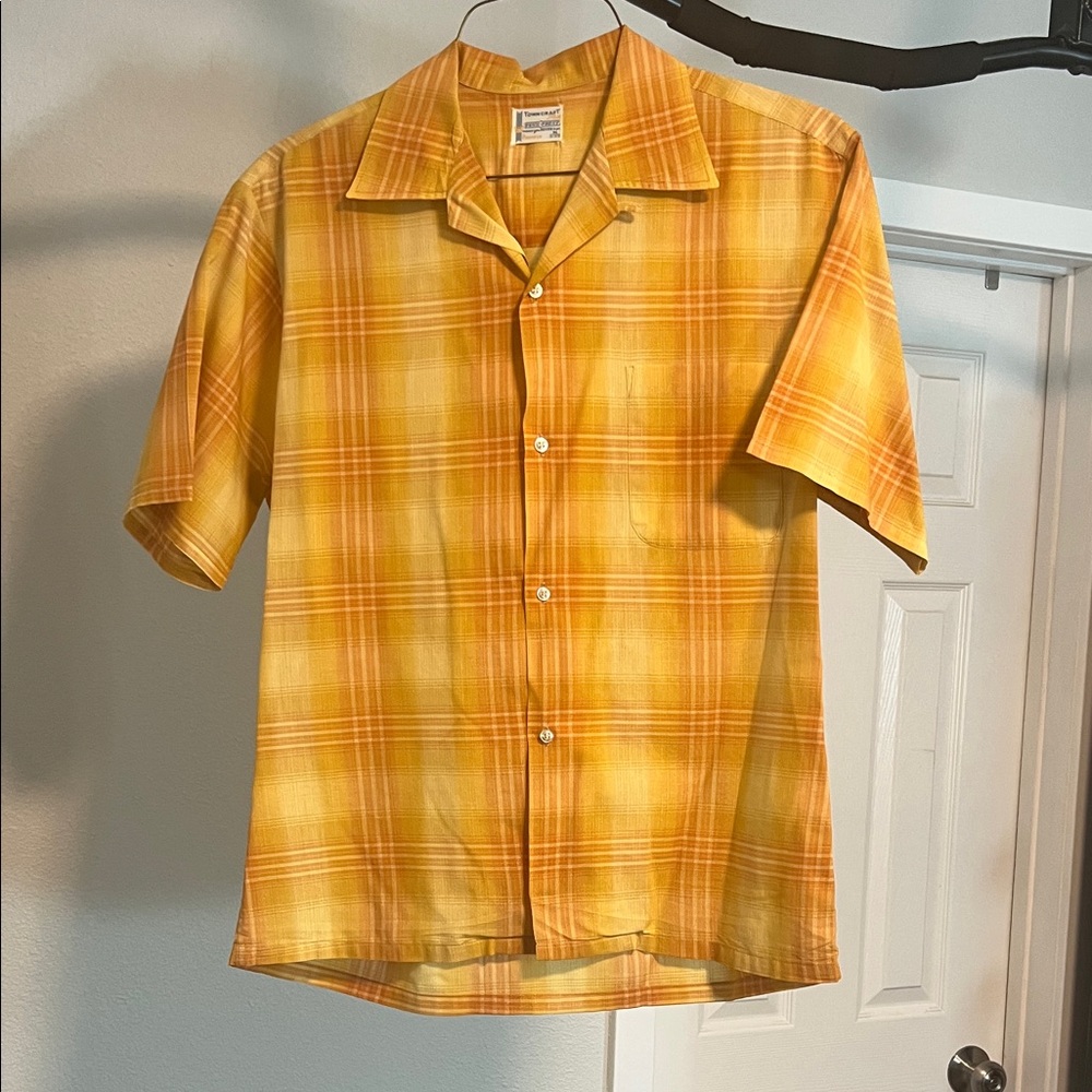 Vintage Towncraft Men's Orange Plaid Button Down Shirt